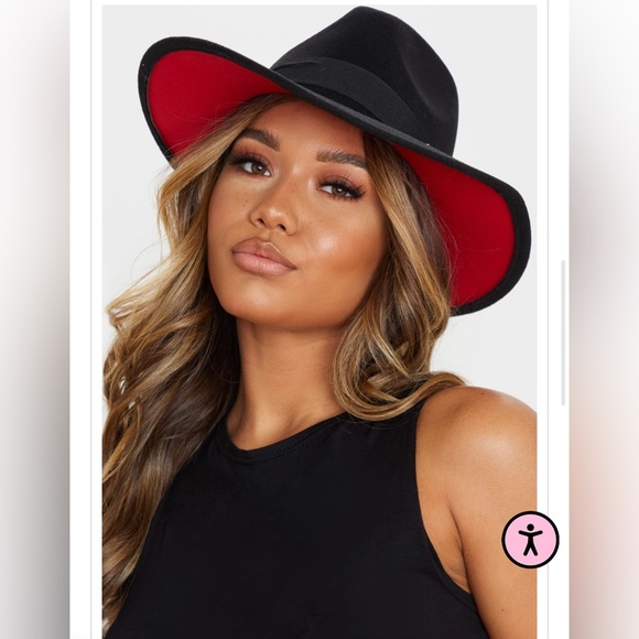 Pretty Little Thing Women’s Fedora Hat. (Red & Black) NEW with tags. NEVER worn - Picture 4 of 4